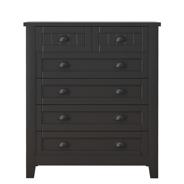 Black 6 Drawer Combo Chest of Drawers Bedroom Storage Cabinet - - 36966264