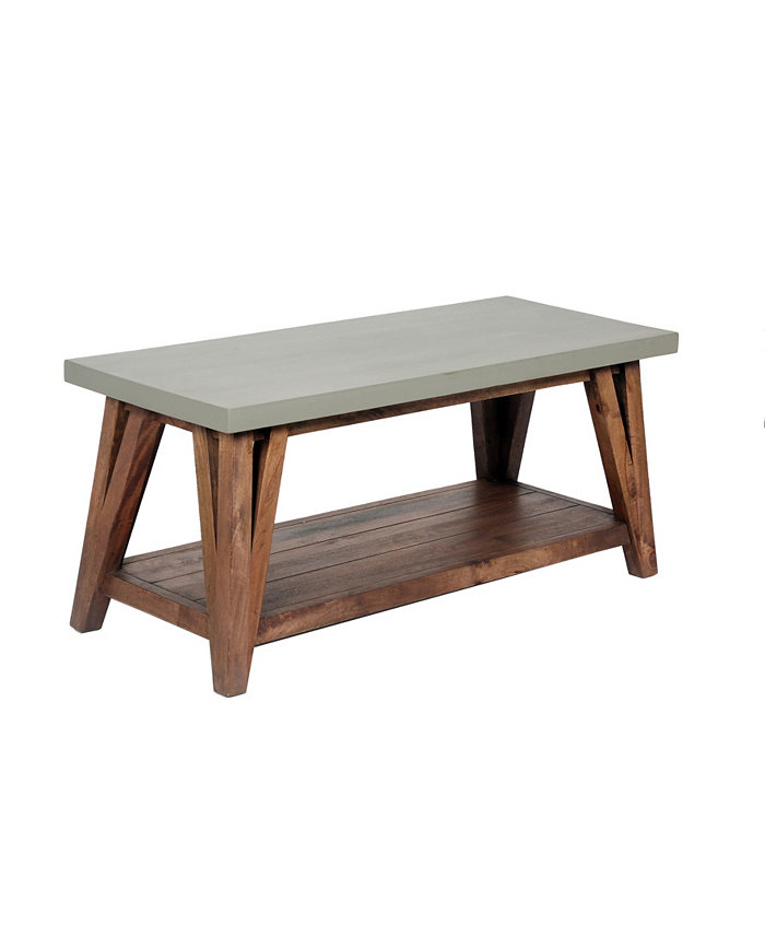 Alaterre Furniture Brookside Cement-Top Wood Coffee Table