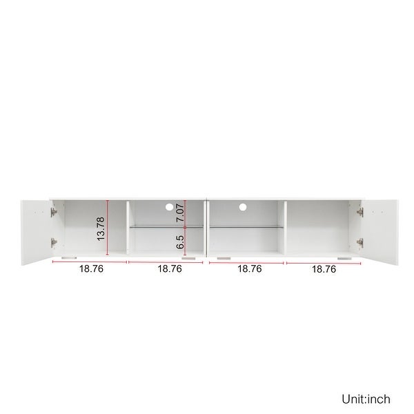 78''W 2 Parts Design Separable Floor TV Stand Detachable RGB LED TV Cabinet