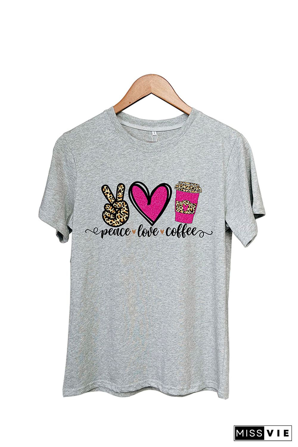 Peace Love Coffee Short Sleeve Graphic Tee Wholesale