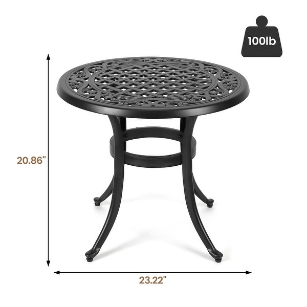 Cast Aluminum Round Outdoor Table Bistro Table with Umbrella Hole