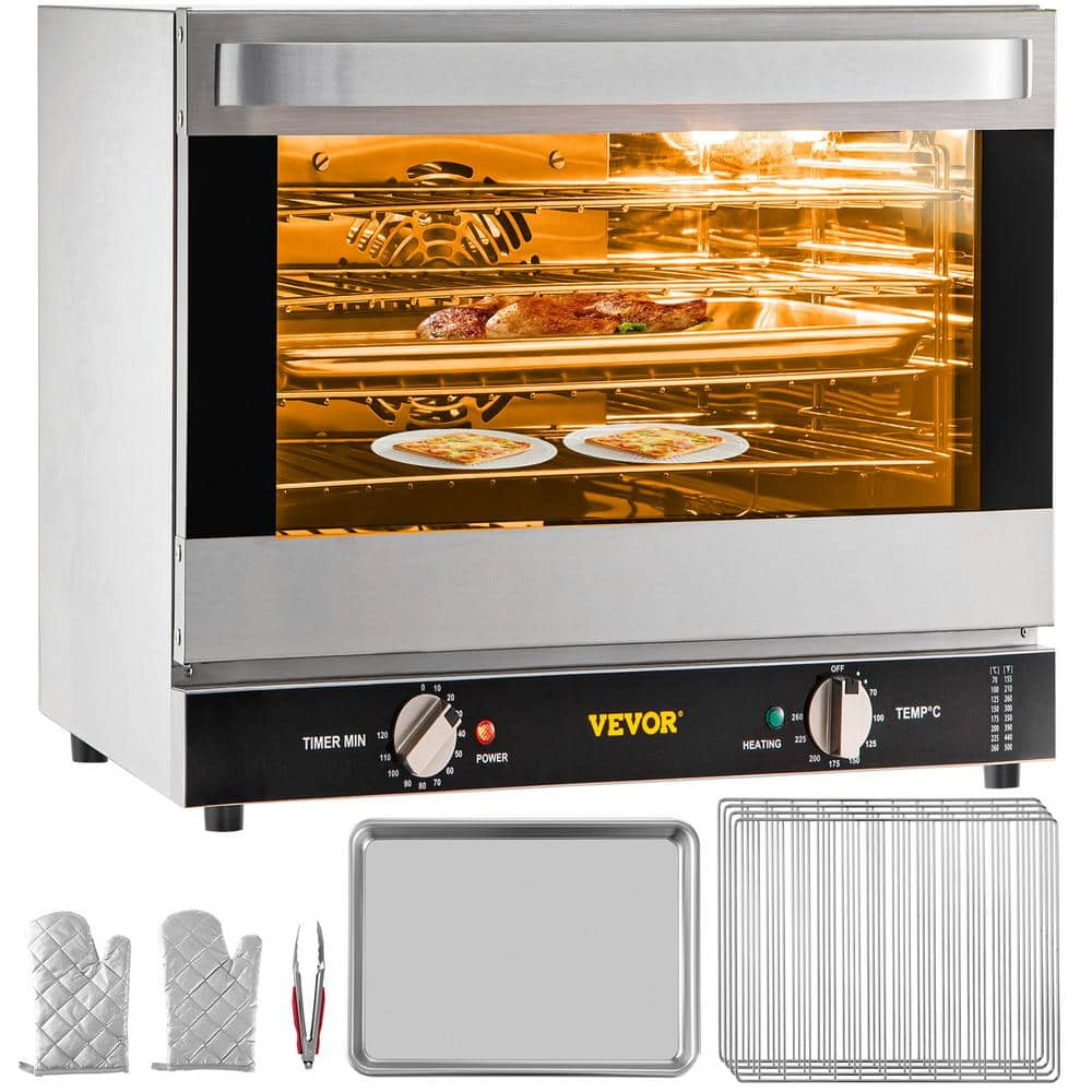 VEVOR Silver Countertop Oven Commercial Convection Oven 43 Qt Half-Size Conventional 1600 Watt 4-Tier Toaster RFXHLM40L110V9SYSV1