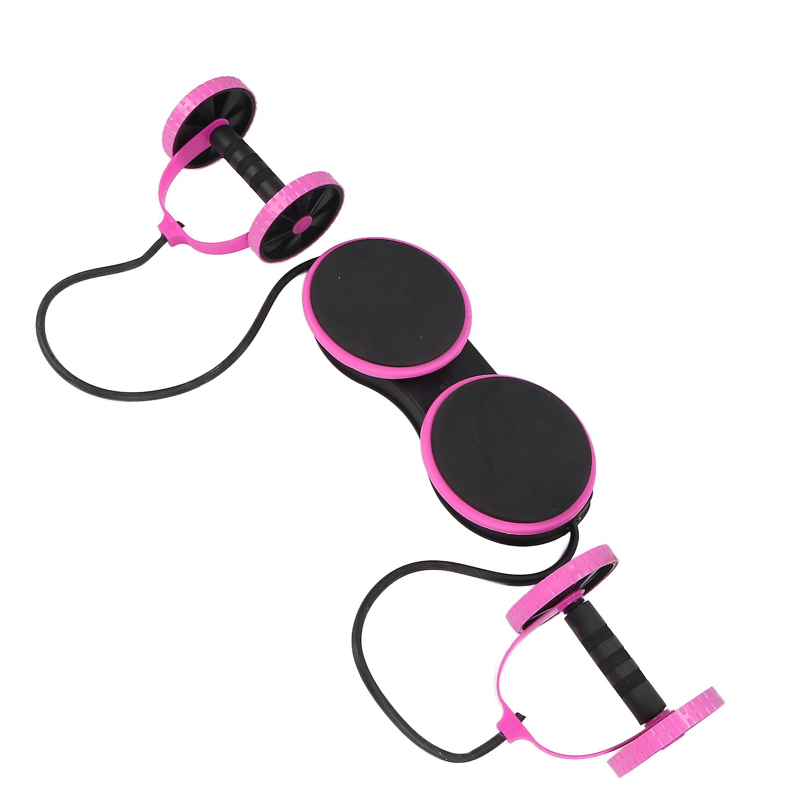 Abdominal Wheel Roller Multifunctional Bodybuilding Abdominal Muscles Training Pull Rope Roller Pink