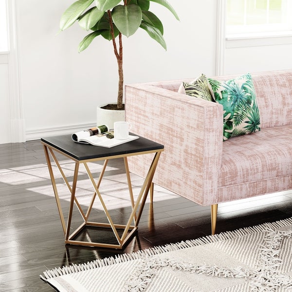 Verona Marble Side Table Black and Antique Brass