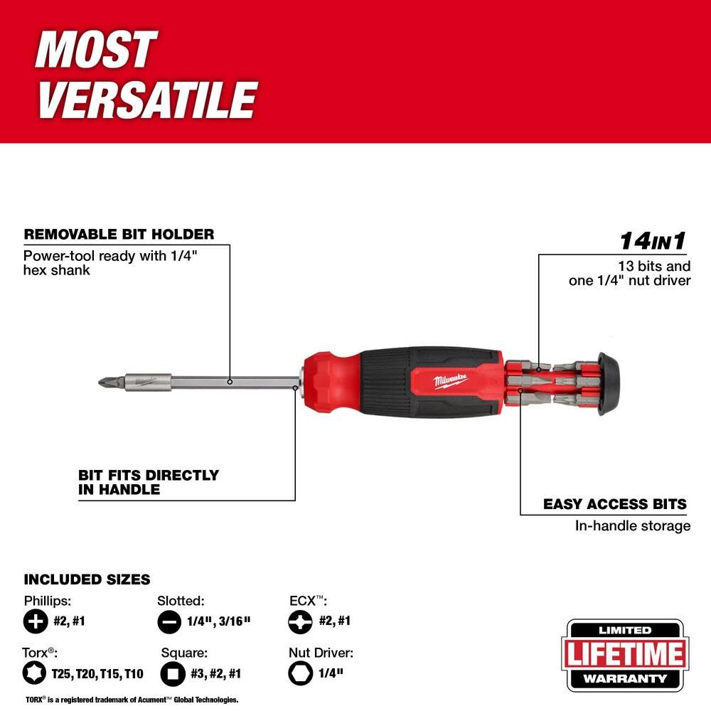 Milwaukee 14-in-1 Multi-Bit Screwdriver 48-22-2900 from Milwaukee