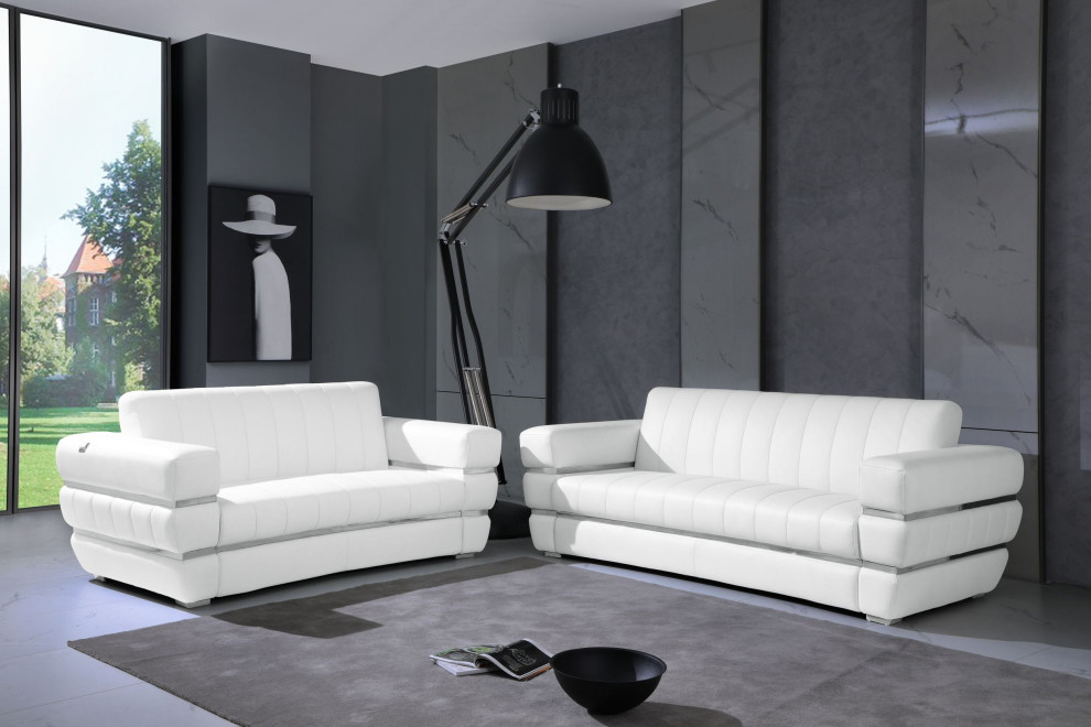 Ferrara Genuine Italian Leather Modern Sofa 2 Piece Collection   Contemporary   Living Room Furniture Sets   by Luxuriant Furniture  Houzz