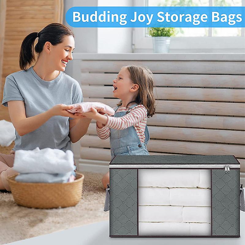 Clothes Storage Bags Large Capacity Foldable Closet Organizers Storage Containers with Durable Handles Thick Fabric for Clothing Bedding