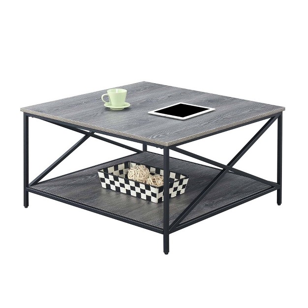 Tucson Metal Square Coffee Table Weathered Gray black Breighton Home