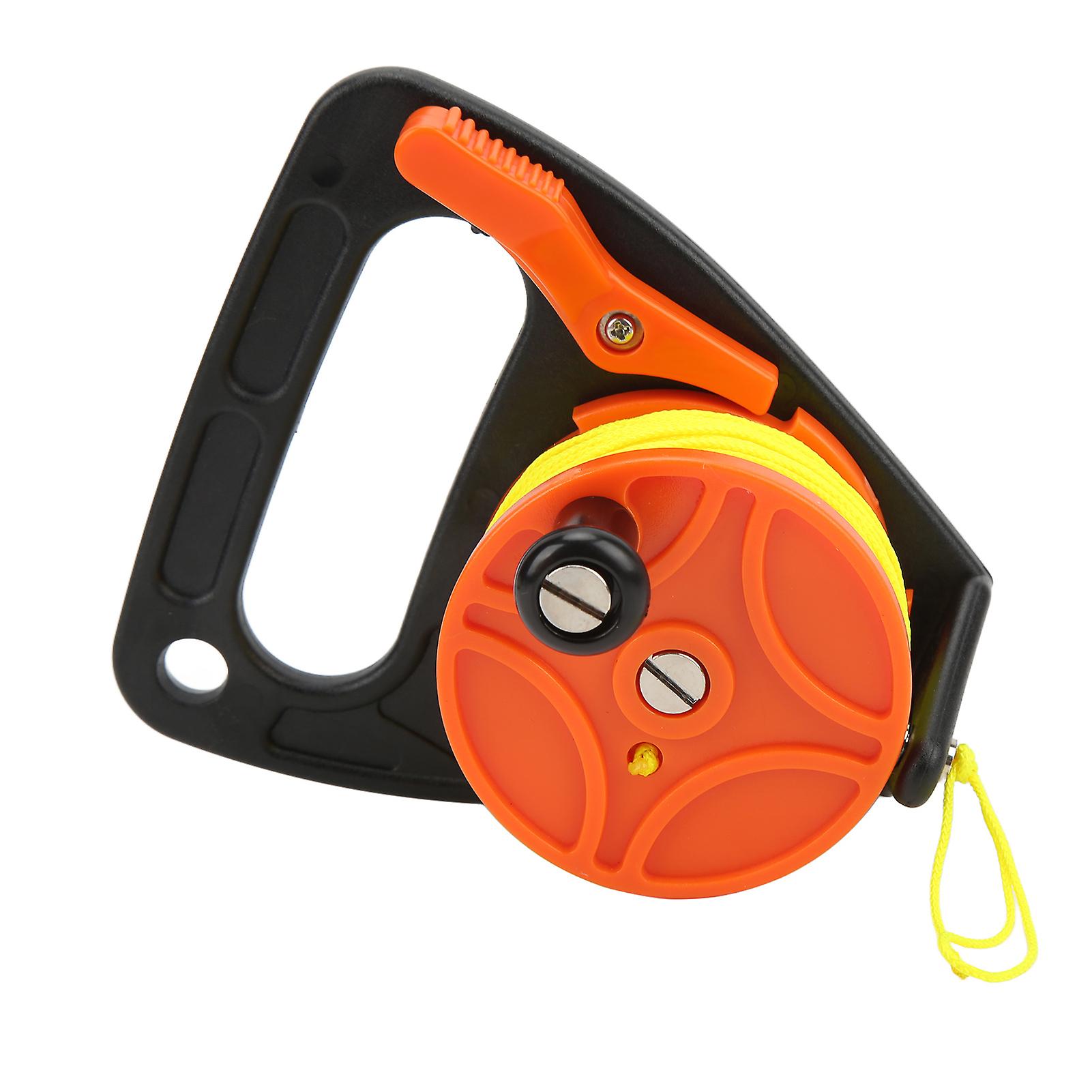 Portable Diving Handle Reel Scuba Diving Reel With Thumb Stopper For Snorkeling Underwater Water Sports 46m Yellow Wireorange Reel