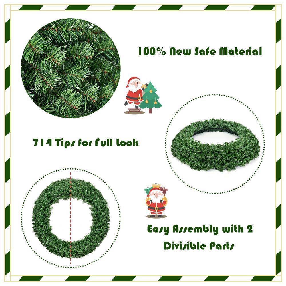  48 in. Green Cordless Pre-Lit LED Artificial Christmas Wreath 714 Tips with 200 LED Light and Timer GHM0334