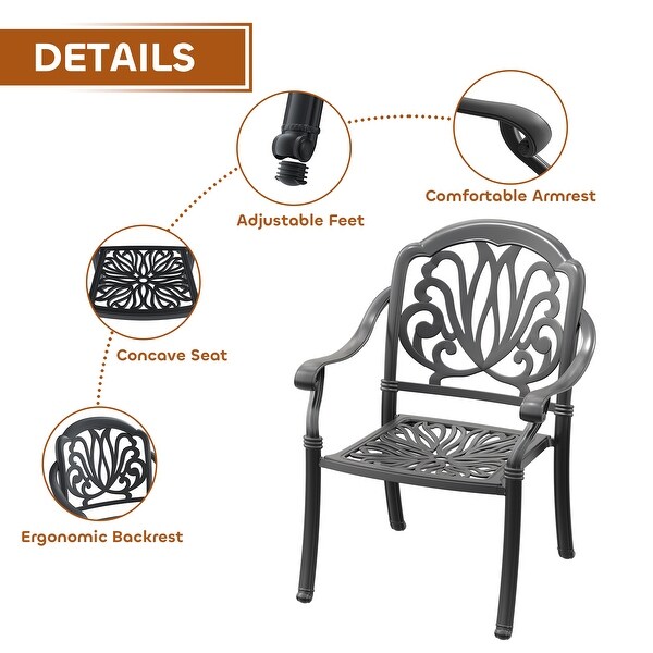 5/7Piece Cast Aluminum Outdoor Dining Set with 48.03 in. Round Table and Random Color Cushions