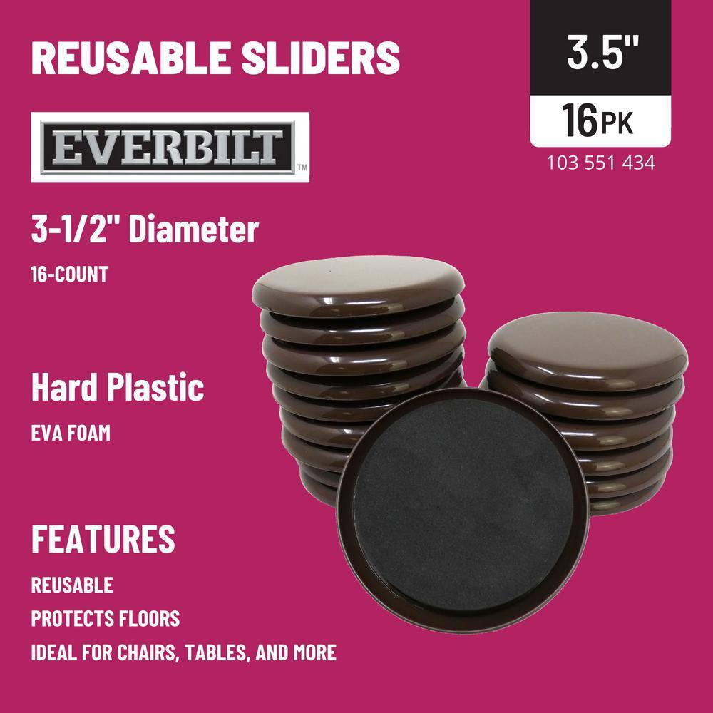 Everbilt 3-12 in. Brown Plastic Furniture Slide Glide Furniture Glides for Floor Protection (16-Pack) 43959