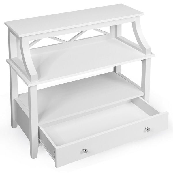 Gymax 3 Tier Storage Rack End table Side Table Multipurpose Rack White