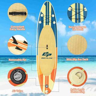 Costway 11 ft. Inflatable Stand Up Paddle Board Surfboard with Bag Aluminum Paddle Pump SP37428-L