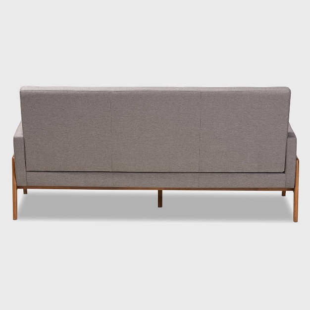 Perris Upholstered Wood Sofa Light Gray walnut Baxton Studio