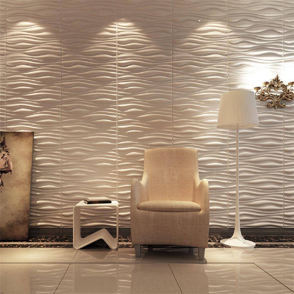 Art3d 19.7 in. x 19.7 in. Decorative PVC 3D Wall Panels Wavy Wall Design (12-Pack) A10037