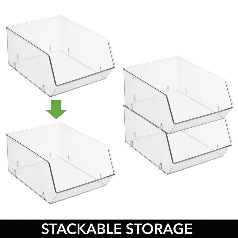 mDesign 8 x 11 x 5 Plastic Front Dip Stacking Food Storage Organizer Bin - 2 Pack