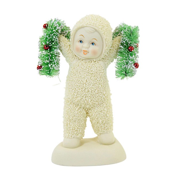 Dept 56 Snowbabies Christmastime Garland One Figurine 4 0 Inches Figurine Decorating 6009963 Porcelain Off white