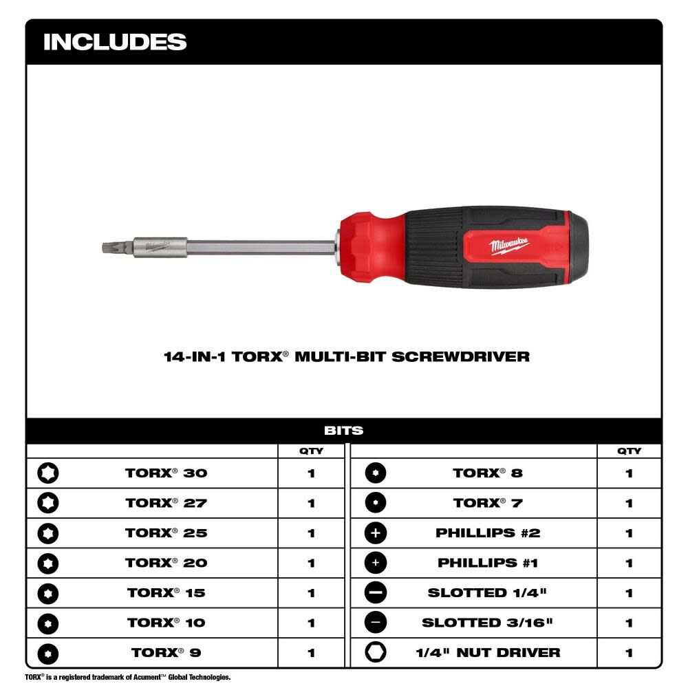 Milwaukee 14-in-1 TORX Multi-Bit Screwdriver 48-22-2907 from Milwaukee