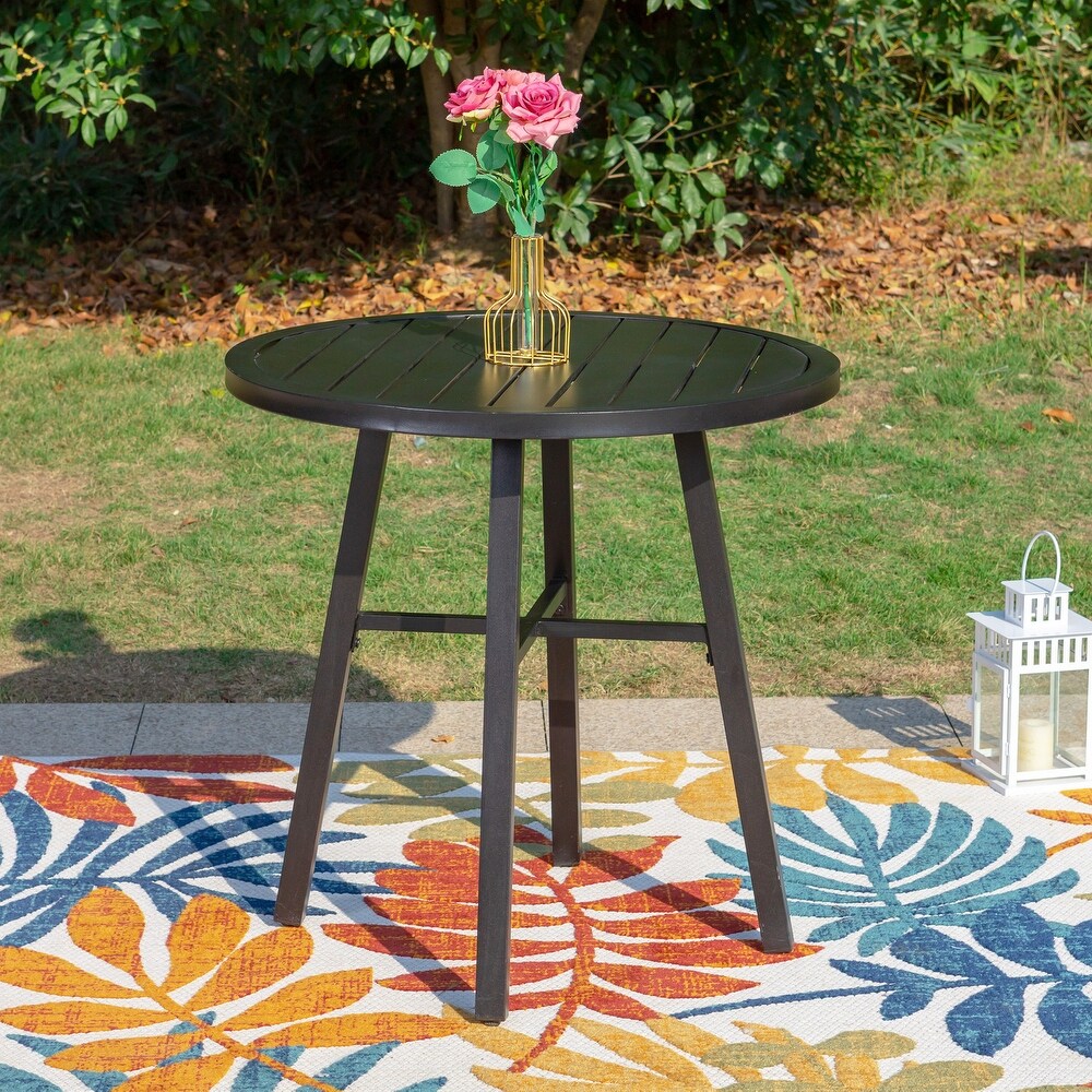 MFSTUDIO Outdoor Bistro Table Round Metal Patio Dining Table Small Side End Table Outdoor Furniture Table