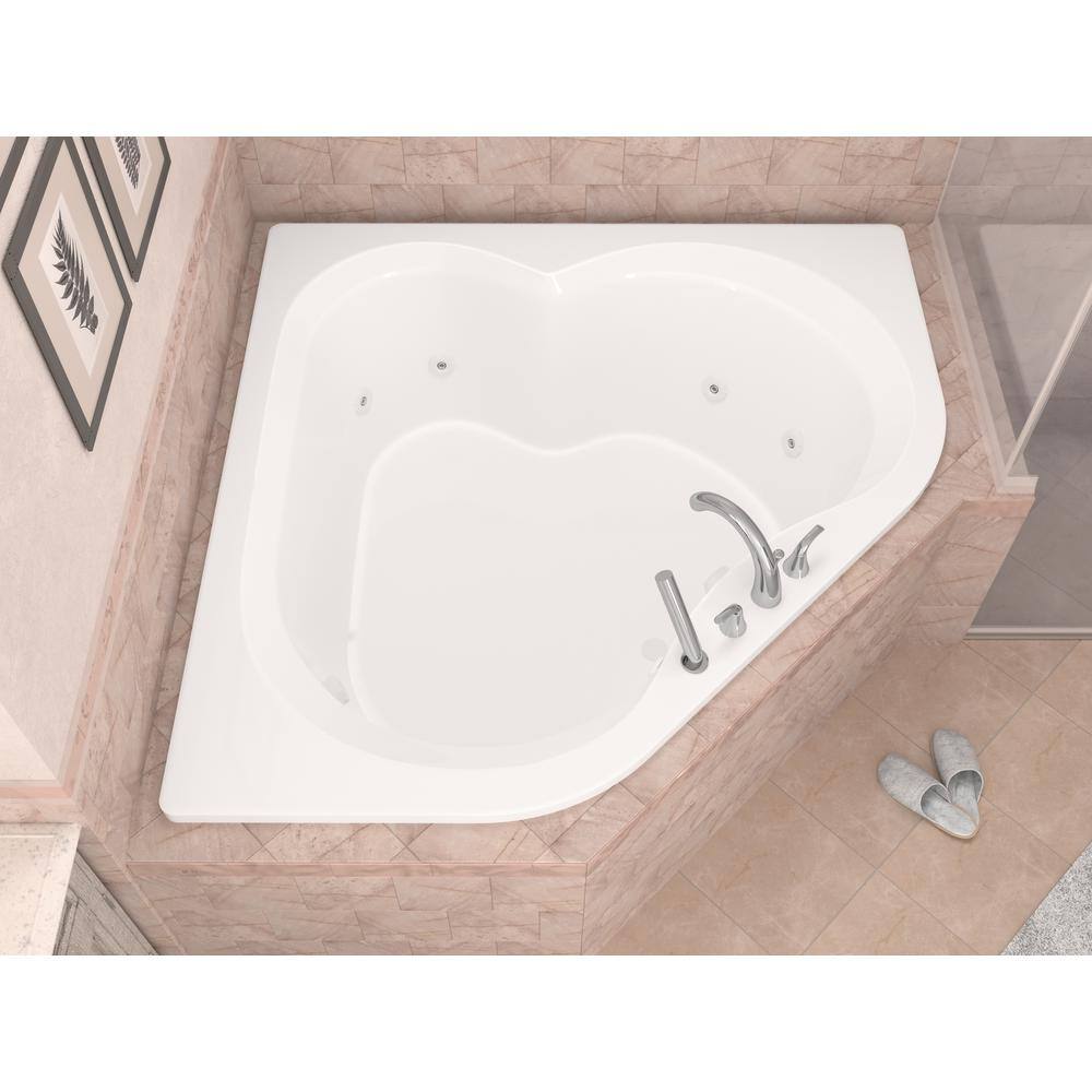 Universal Tubs Beryl 5 ft. Acrylic Corner Drop-in Whirlpool Bathtub in White HD6060CWL