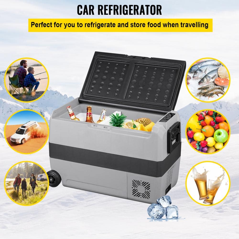 VEVOR 1.76 cu. ft. Dual Zone Car Fridge Freezer App Control Electric Compressor Cooler for RV Outdoor Refrigerator in Black FTBZPE50L110VGII6V1