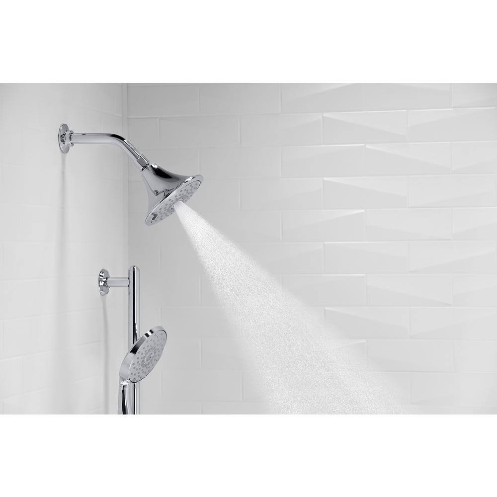 KOHLER Forte 3-Spray 5.5 in. Single Wall Mount Fixed Shower Head in Polished Chrome K-22169-CP