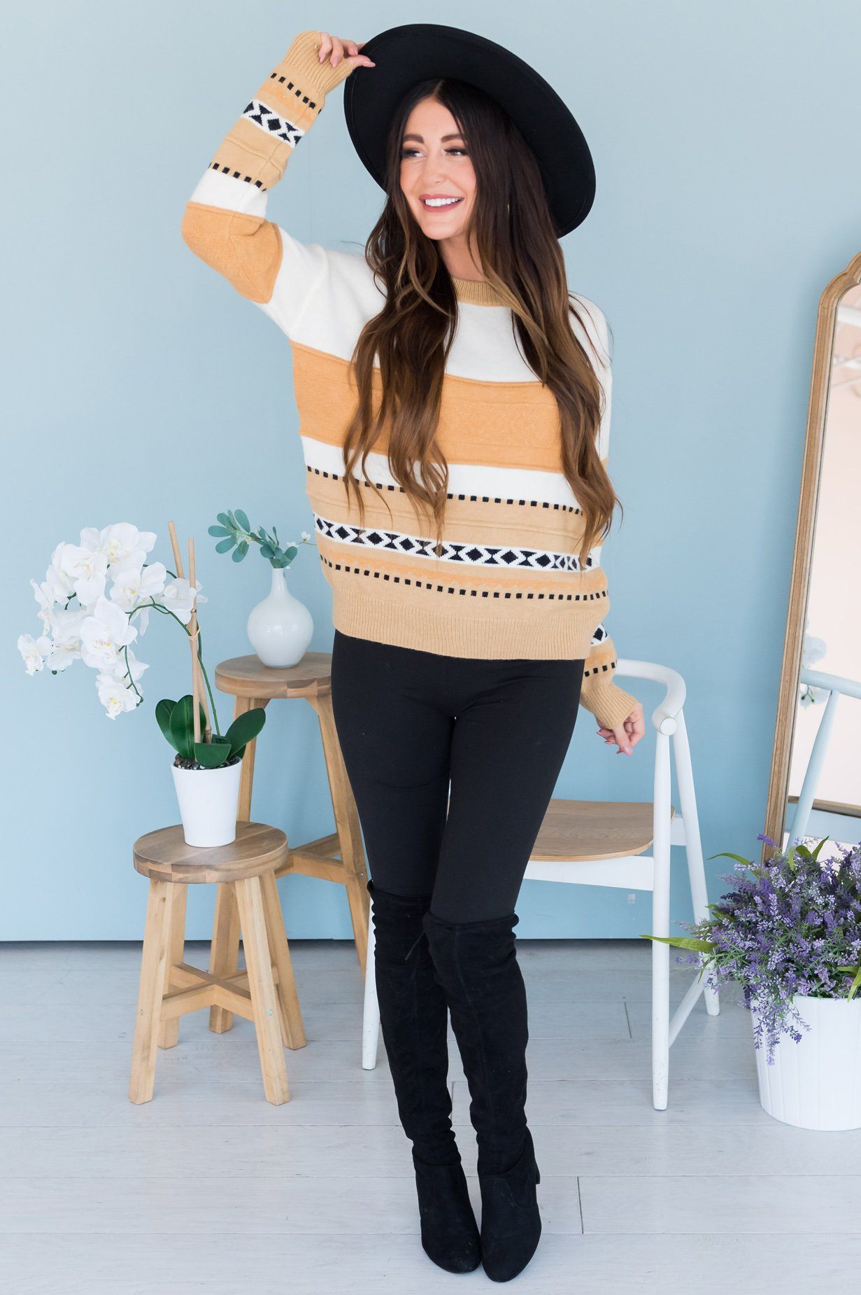 Western Wishes Modest Sweater