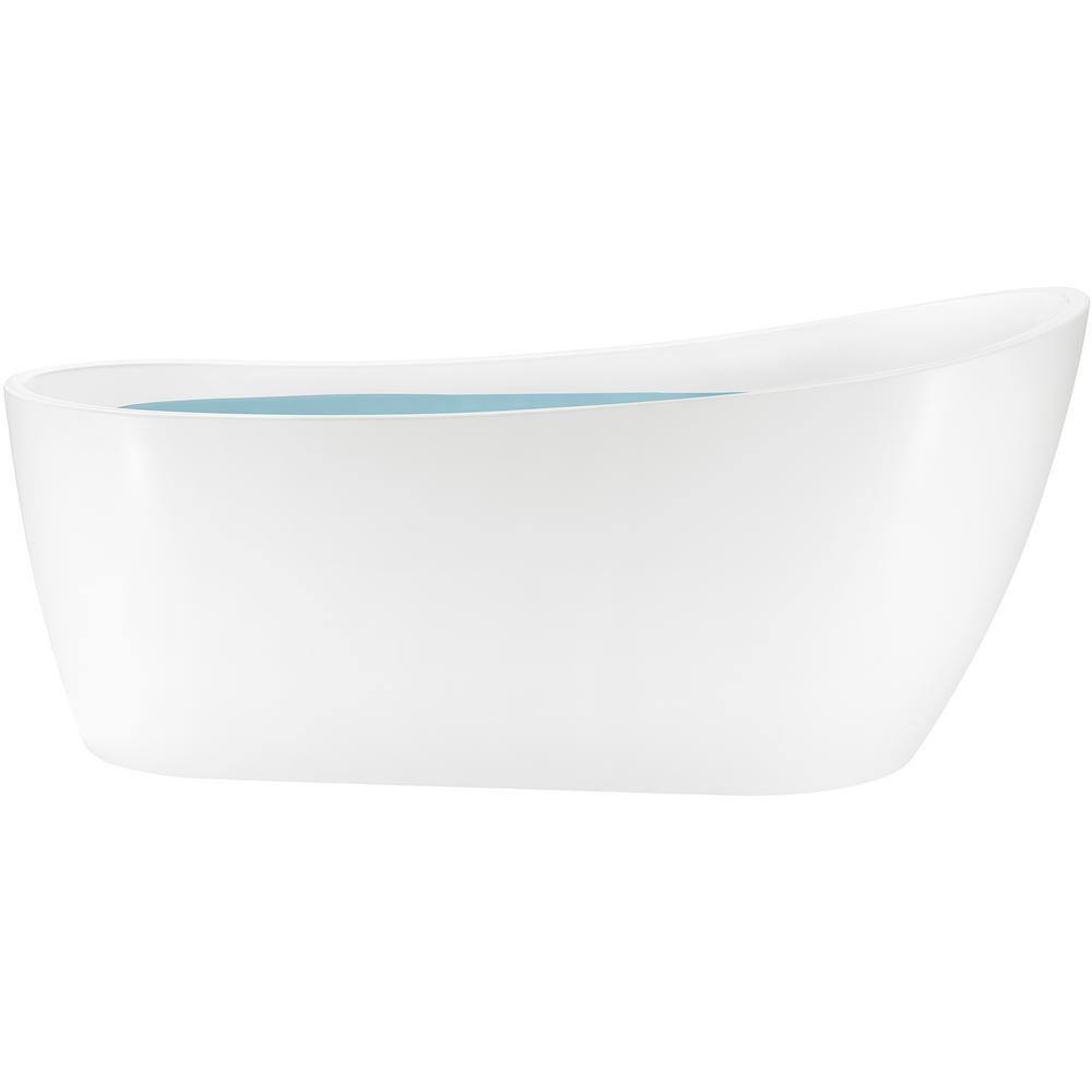 AKDY 67 in. Acrylic Single Slipper Flatbottom Non-Whirlpool Bathtub in Glossy White BT0091