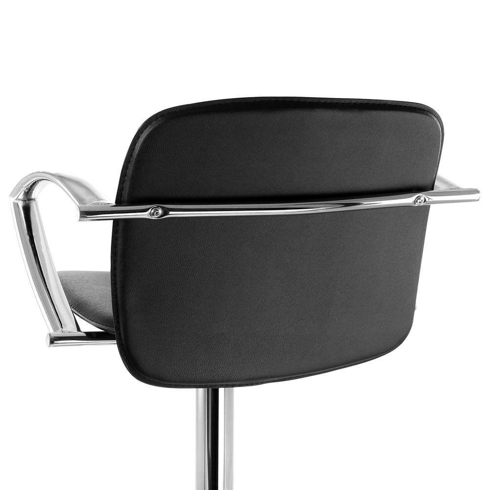 Elama 2-Piece Adjustable Faux Leather 34.25 in. Black Low Back Metal Bar Stool with Chrome Arm Rests and Base 985116748M