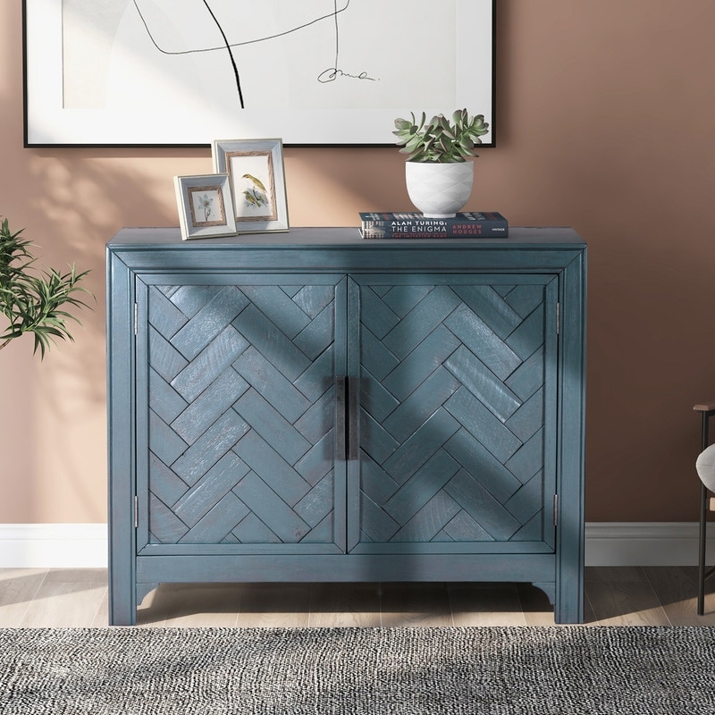 Farmhouse Buffet Cabinet  Accent Storage Cabinet with Doors and Adjustable Shelf  Sideboard Entryway Cabinet for Living Room