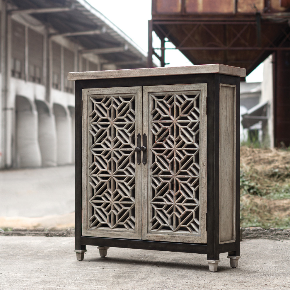 Uttermost Branwen Aged White Accent Cabinet   Farmhouse   Accent Chests And Cabinets   by We Got Lites  Houzz