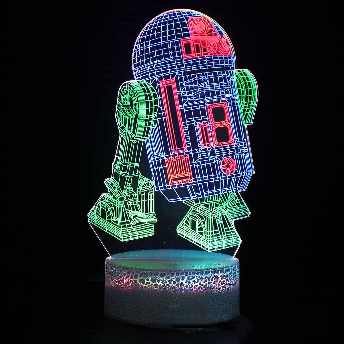 R2d2 Illusion Lamp 3d Night Light With 16 Color Change Remote Control，room Dcor