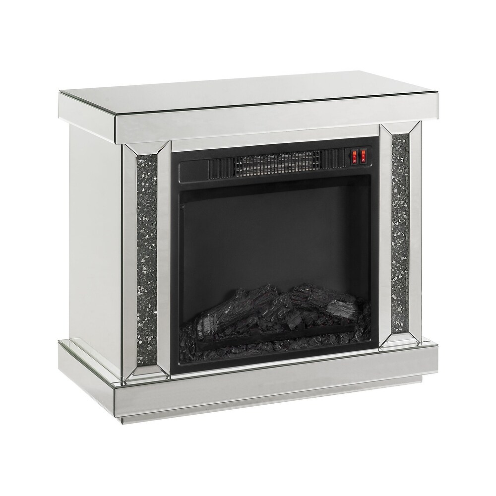 ACME Noralie Fireplace in LED  Mirrored and Faux Diamonds