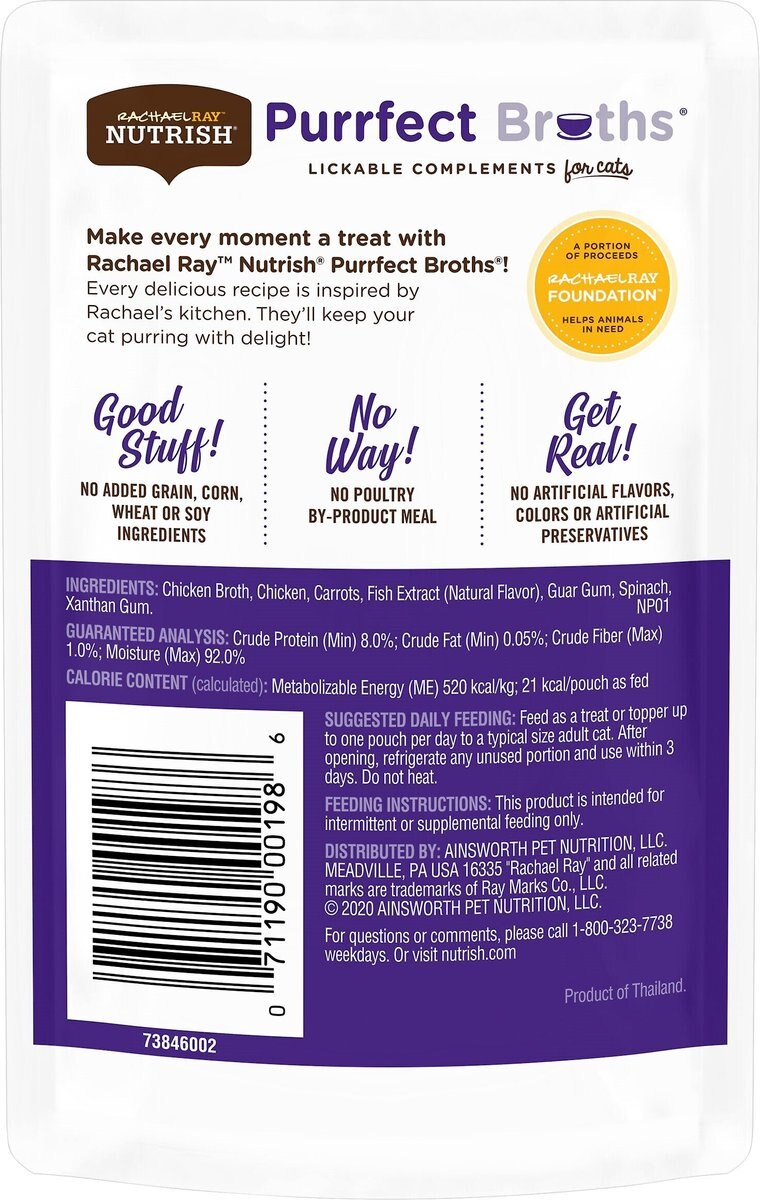 Rachael Ray Nutrish Purrfect Broths All Natural Grain-Free Classic Chicken Recipe Cat Food Topper