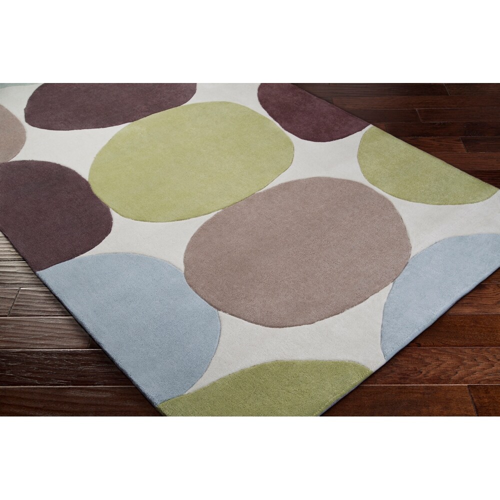 Hand tufted Geometric Contemporary Round Area Rug