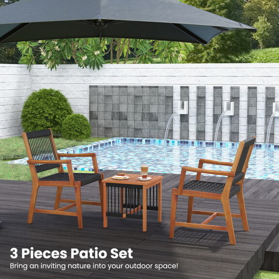 Costway 31298765 3 Pieces Acacia Wood Patio Furnit...