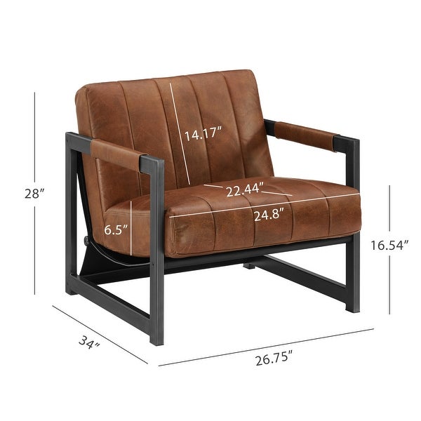 Art Leon Genuine Leather Accent Arm Chair