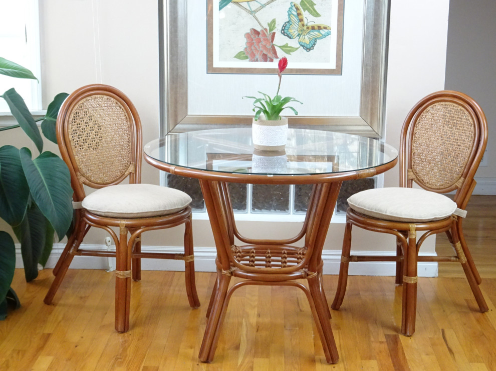 Denver Dining Rattan Wicker Armless Side Chair w/Cream Cushion  Handmade   Tropical   Dining Chairs   by RattanUSA  Houzz