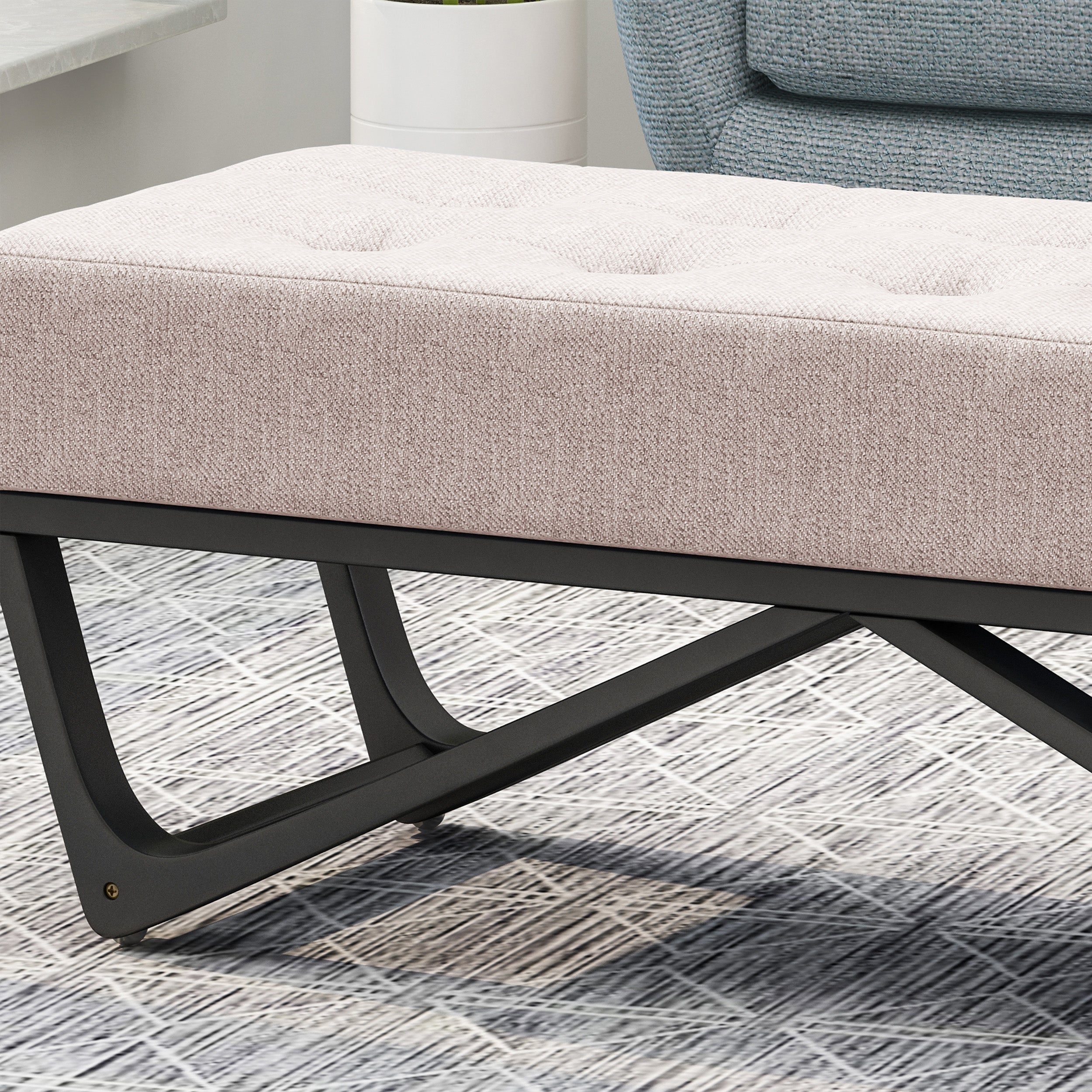 Emily Contemporary Fabric Ottoman Bench