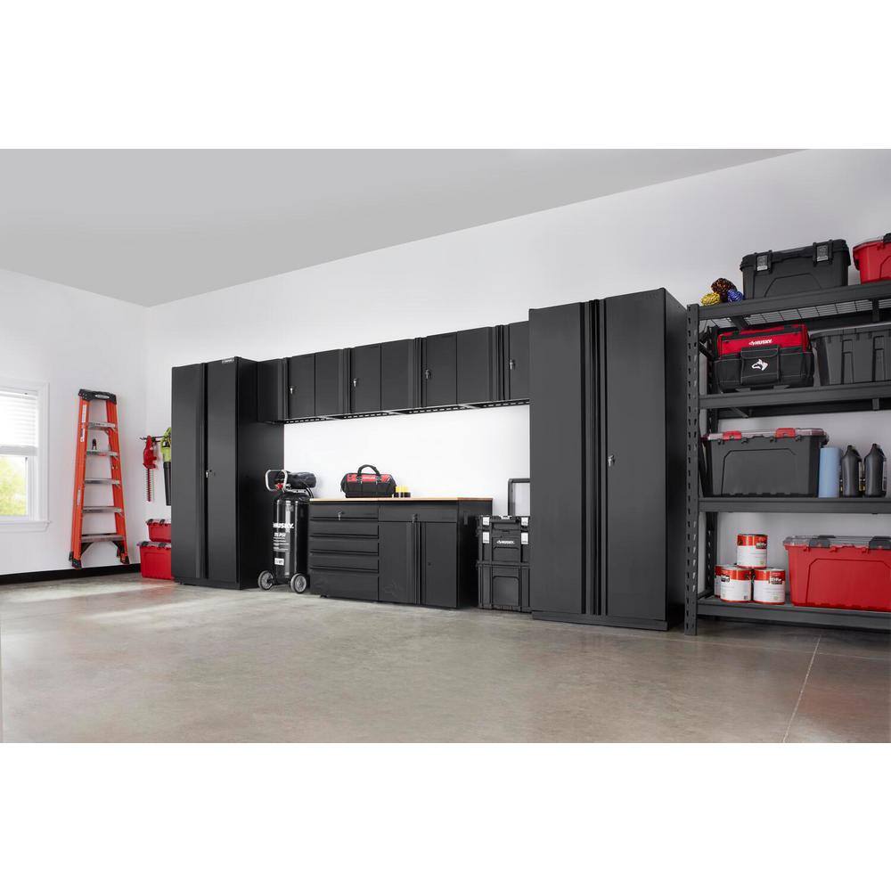 Husky 8-Piece Heavy Duty Welded Steel Garage Storage System in Black (184 in. W x 81 in. H x 24 in. D) HTC821140