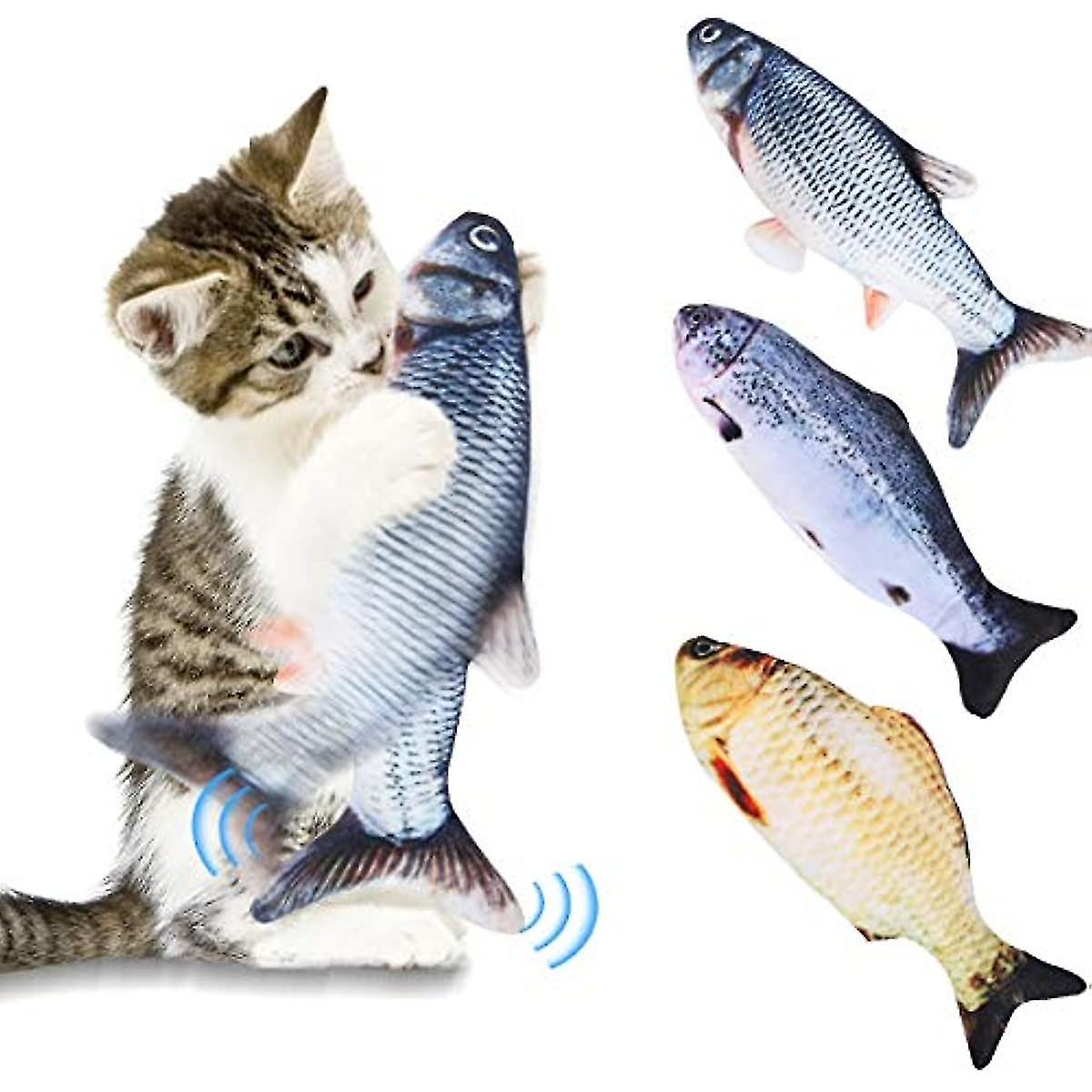 Cat Simulation Doll Fish  Pet Realistic Plush Wagging Fish Toy Funny Electric Interactive Moving Flipping Doll Fish Perfect For Cat Kitten Biti