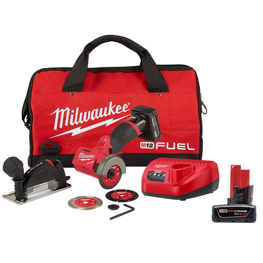 MW M12 FUEL 12V 3 in. Lithium-Ion Brushless Cordless Cut Off Saw Kit with 6.0Ah Battery 2522-21XC-48-11-2460