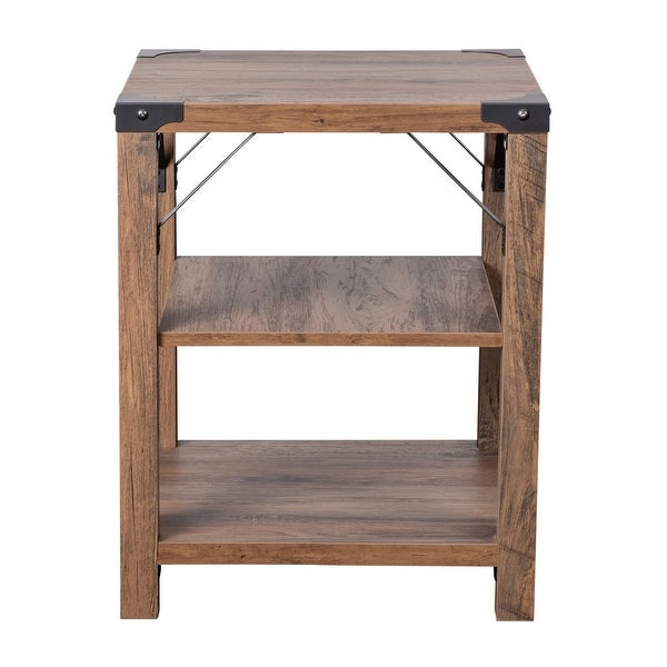 3-Tier Side Table with Metal Side Braces and Corner Caps