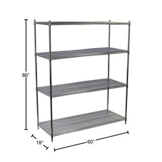 Storage Concepts Chrome 4-Tier Steel Wire Shelving Unit (60 in. W x 86 in. H x 18 in. D) WCS4-1860-86