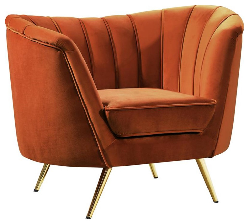 Home Square 2 Piece Set with Accent Chair and Sofa in Cognac and Gold   Living Room Furniture Sets   by Homesquare  Houzz