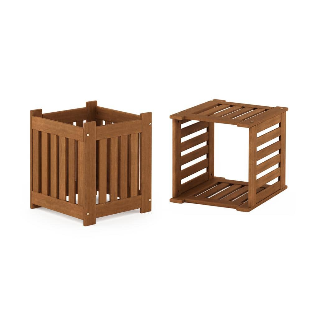 Furinno Tioman Hardwood Outdoor Lifestyle Flowerbox (Set of 2) 2-FG19456