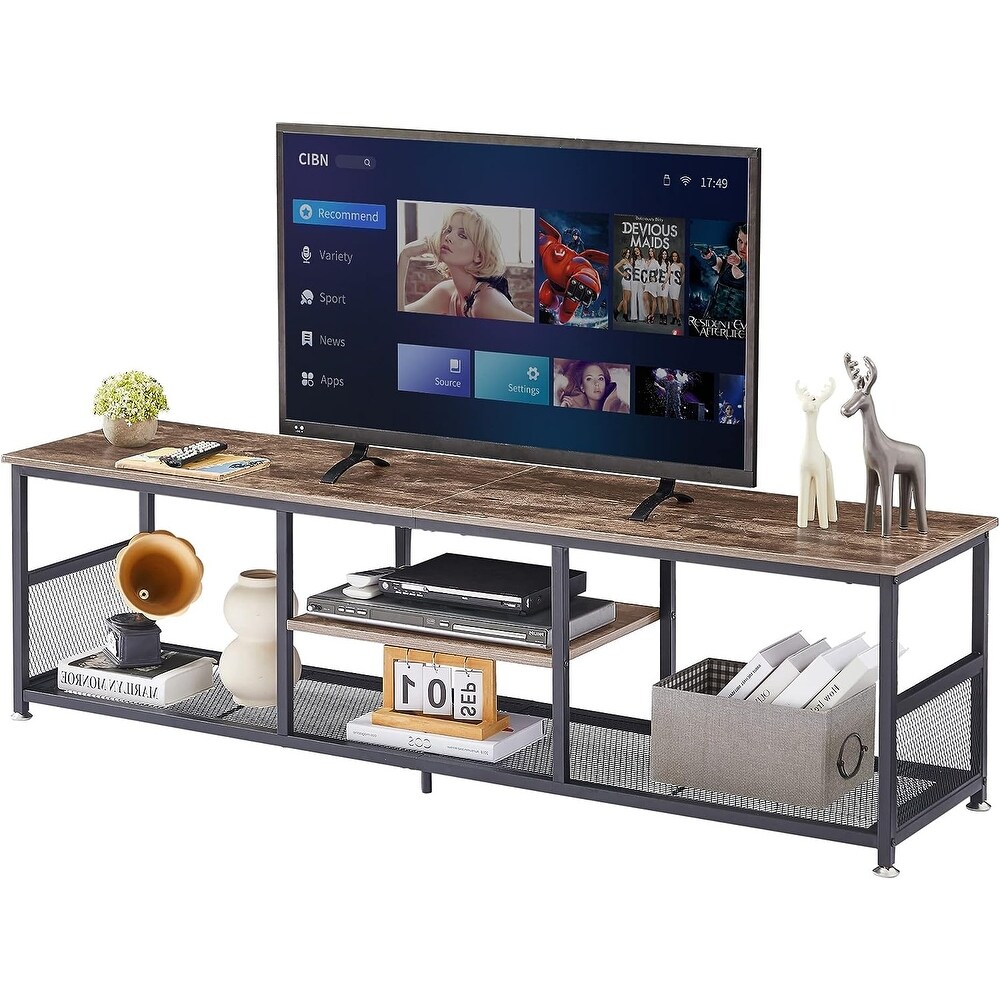 VECELO  Mid century Coffee Table TV Stands with Storage Shelf   End Table 39 Inch/55 Inch/62 Inch/70 Inch