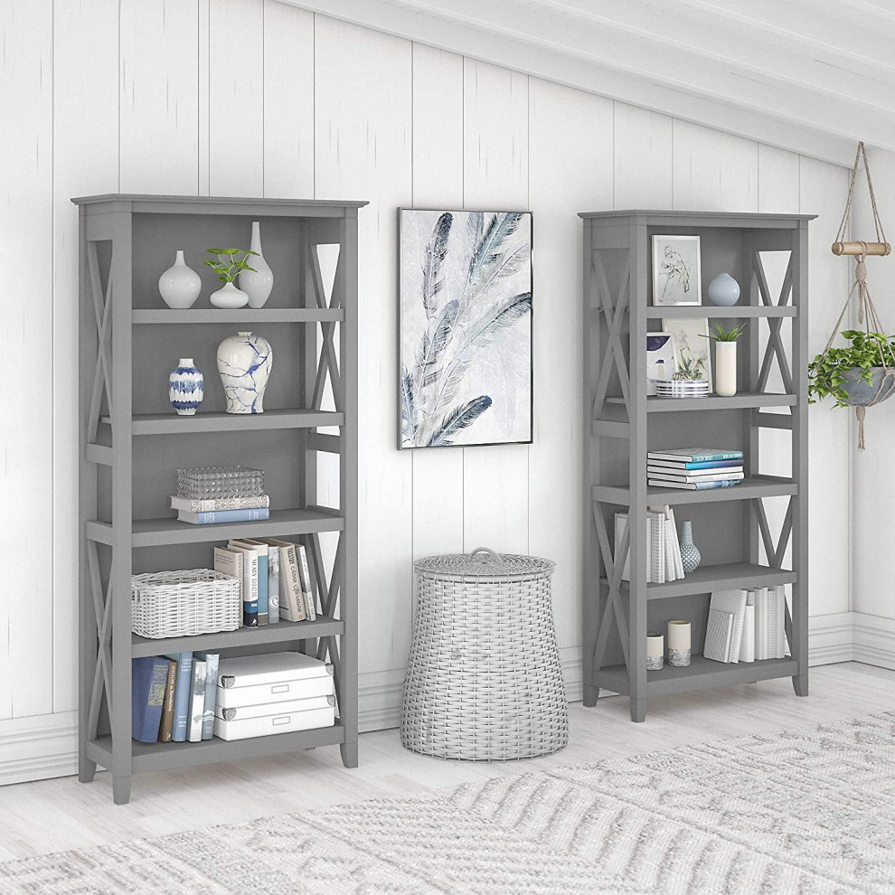 Classic Tall Bookcase  5 Open Shelves With X Shaped Sides   Transitional   Bookcases   by Decor Love  Houzz