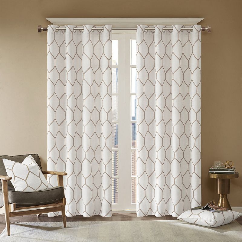 Madison Park Asher 1-Panel Light Filtering Grommet Window Curtain